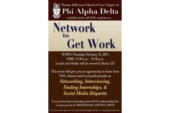 Phi Alpha Delta Network to Get Work Phi Alpha Delta