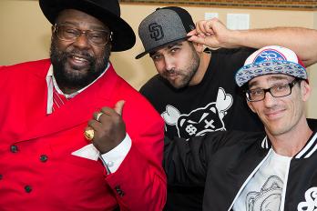 George Clinton with TJSL Student Rezwan Khan and Friend