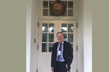 Professor Ken Vandevelde leaving the West Wing of the White House