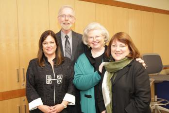 Prof. Joy Delman, Prof. Thomas Golden, Sarah Weddington and Prof. Maureen Markey