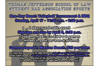 SBA Athletics: One-Day Beach Volleyball Tournament & BBQ