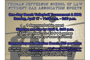 Student Bar Association One-Day Beach Volleyball Tournament & BBQ