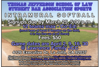Student Bar Association Intramural Softball